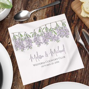 Elegant Lavender Floral Personalized Wedding Napkin