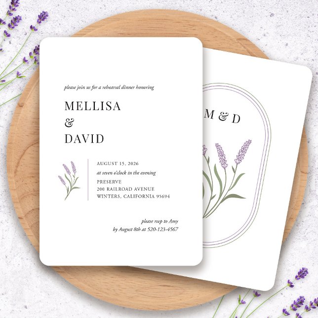 Elegant Lavender Floral Rehearsal Dinner Invitation (Elegant Lavender Floral Rehearsal Dinner Invitation by Fiesta Valley Print)