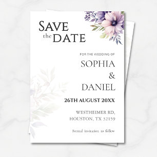 Elegant Lavender Floral Save the Date Card 
