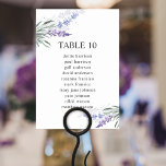 Elegant Lavender Floral Table Number Seating Chart<br><div class="desc">This elegant lavender table number seating chart cards are perfect for a simple and rustic wedding or any special occasion. The floral design features watercolor lavender purple and blue with greenery. Customize and add each table number that you need to your cart individually.</div>