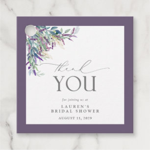 Elegant Lavender Floral Watercolor Bridal Shower Favour Tags