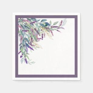 Elegant Lavender Floral Watercolor Bridal Shower Napkin