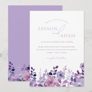 Elegant Lavender Floral Wedding Invitation