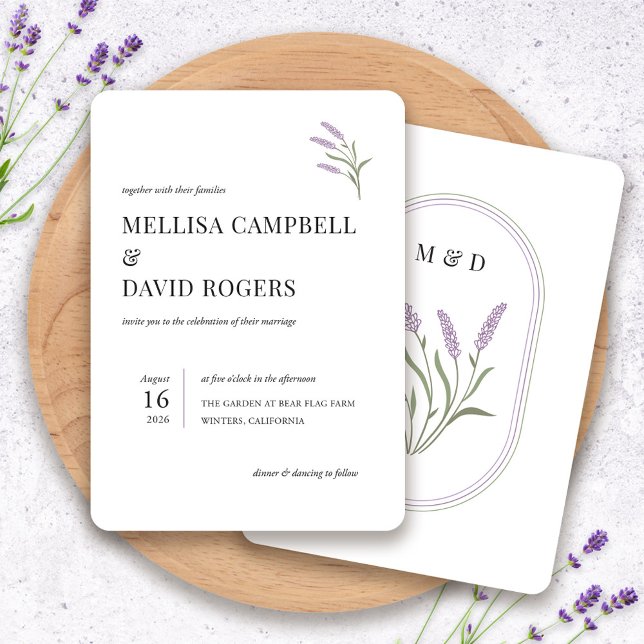 Elegant Lavender Floral Wedding Invitation (Elegant Lavender Floral Wedding Invitation by Fiesta Valley Print)