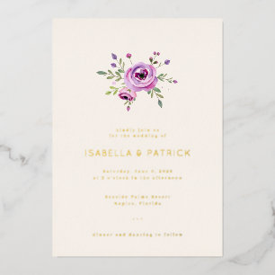 Elegant Lavender Floral Wedding Invitation