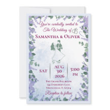 Elegant Lavender Floral Wedding Invitations