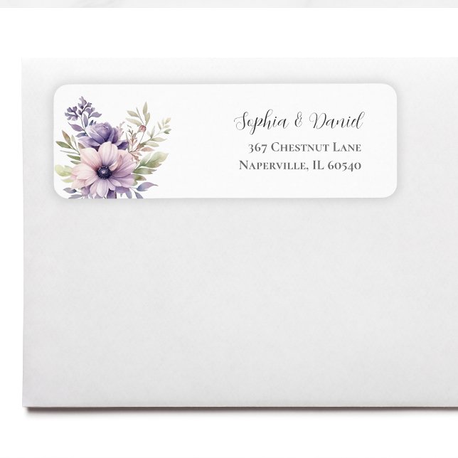 Elegant Lavender Floral Wedding Return Address (Creator Uploaded)