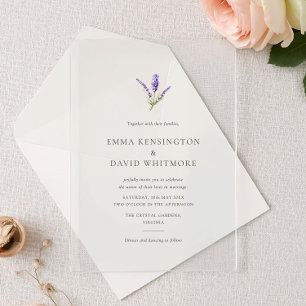 Elegant Lavender Flower Minimalist Wedding Acrylic Invitations
