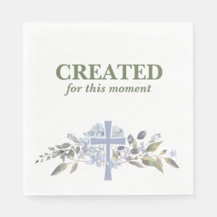 Elegant Lavender Flowers & Cross Napkin