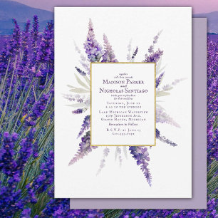 Elegant Lavender Flowers Floral Watercolor Wedding Invitation