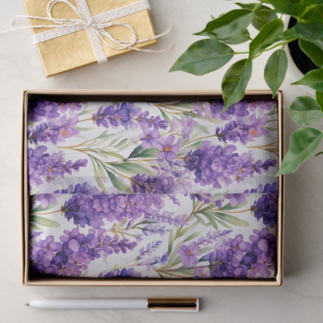 Elegant Lavender Flowers Tissue Paper (Gift)