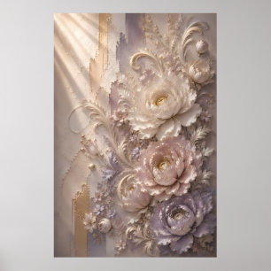 Elegant Lavender Frost Bloom Luxury Embossed Flo Poster