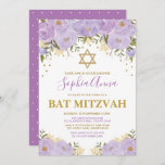 Elegant Lavender & Gold Floral Bat Mitzvah Invitation<br><div class="desc">Celebrate your little girl's Bat Mitzvah with this gorgeous lavender and gold floral invitation! The wording is fully customizable. If you want to change the font style,  colours or re-arrange the graphics simply click the "Click to Customize Further" button.</div>