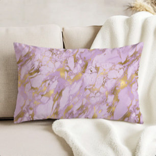 Elegant Lavender Gold Marble Accent Pillow