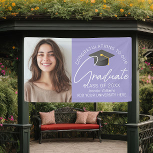 Elegant Lavender Graduate Photo Graduation Party Banner