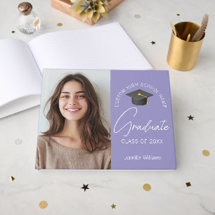 Elegant Lavender Graduation Photo Custom Party Guest Book
