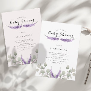 Elegant Lavender Greeny Eucalyptus Baby Shower Invitation