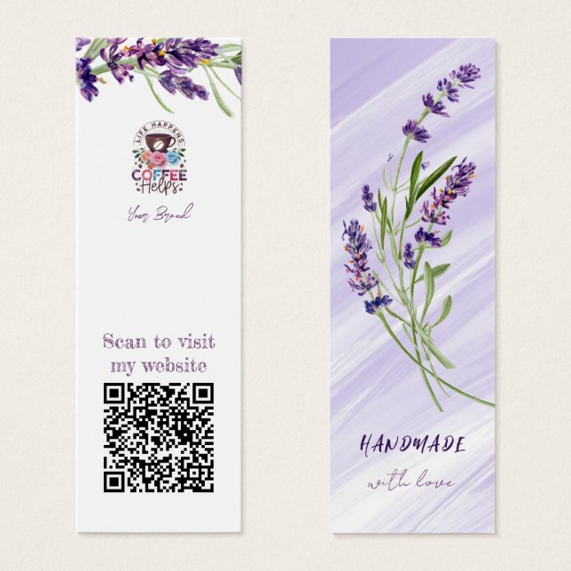 Elegant Lavender Handmade with Love Product Card (Front & Back)