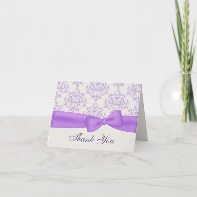 Elegant Lavender & Ivory Wedding Thank You Card (Front)
