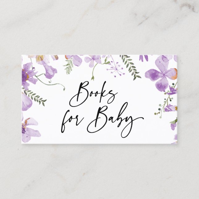 Elegant Lavender Lilac Books For Baby Card (Front)