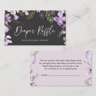 Elegant Lavender Lilac Flowers Diaper Raffle Card
