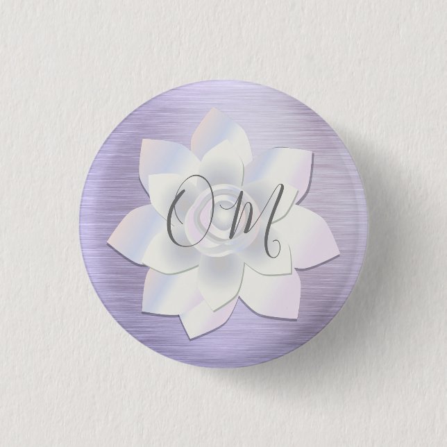 Elegant Lavender Lotus OM     1 Inch Round Button (Front)