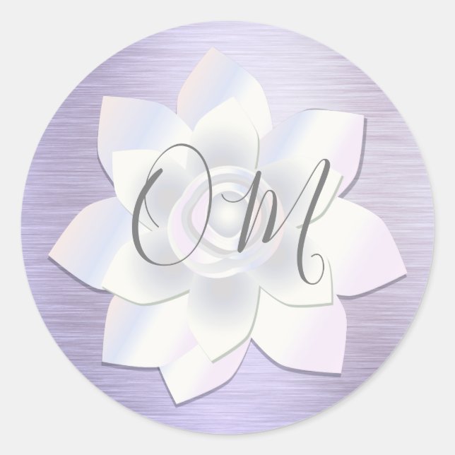Elegant Lavender Lotus OM       Classic Round Sticker (Front)