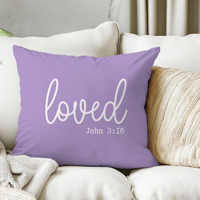 Elegant Lavender Loved Quote Throw Pillow (Creator Uploaded)