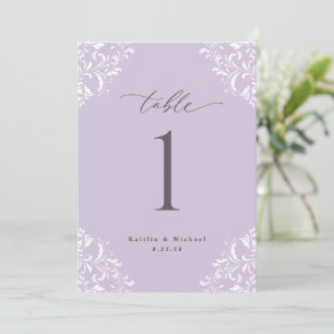 Élégant Lavender Mariage Numéro de tableau Cartes 