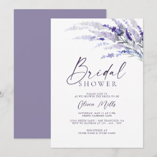 Elegant Lavender Mauve Dusty Purple Bridal Shower Invitation