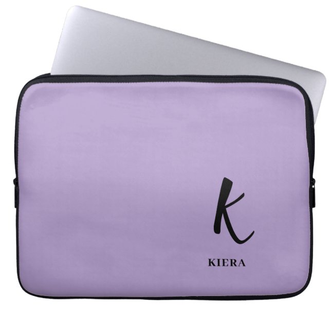 Elegant Lavender Monogram Laptop Sleeve (Front)
