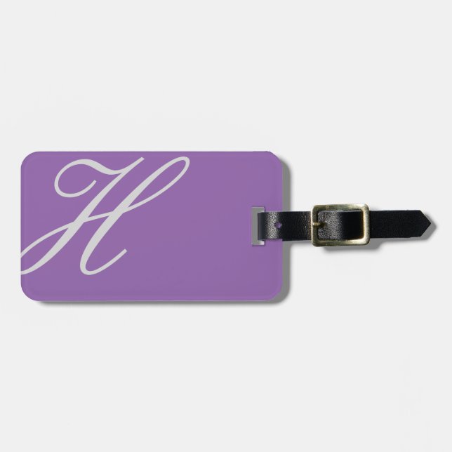 Elegant Lavender Monogram Luggage Tag (Front Horizontal)