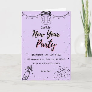 Elegant Lavender New Year's Eve Greeting Card Mo