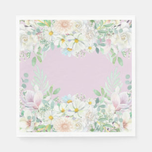 Elegant Lavender Pastel Floral Garden Birthday Napkin