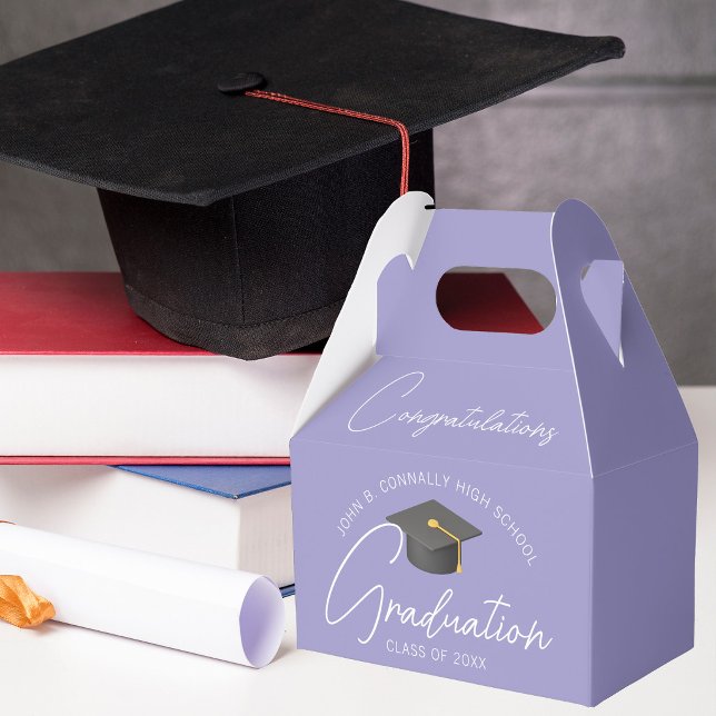 Elegant Lavender Personalized Graduation Party Favor Box (Creator Uploaded)