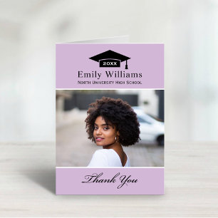 Elegant Lavender Personalized Graduation Photo Thank You Card