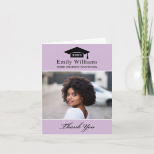 Elegant Lavender Personalized Graduation Photo Thank You Card
