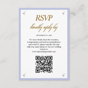 Elegant Lavender Photo QR Code Wedding Enclosure Card
