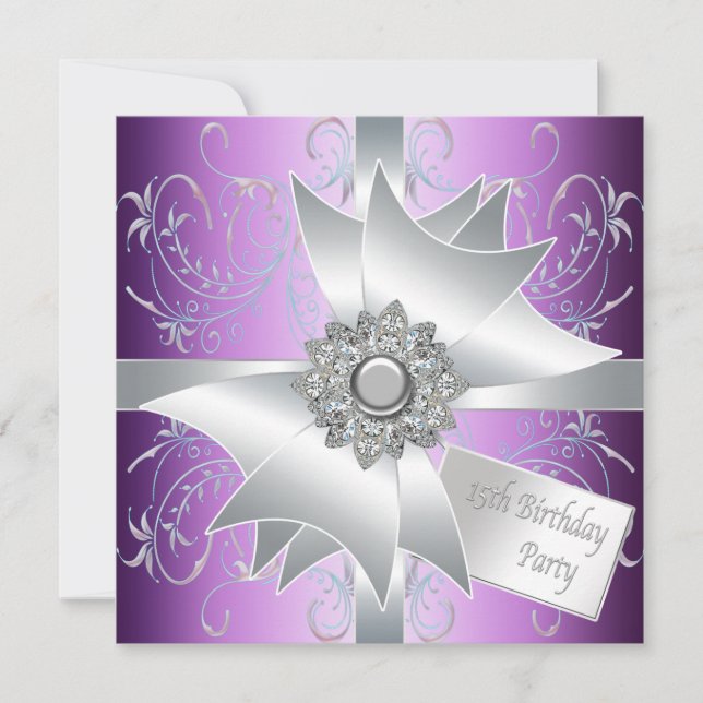 Elegant Lavender Purple 15th Birthday Party Invitation (Front)