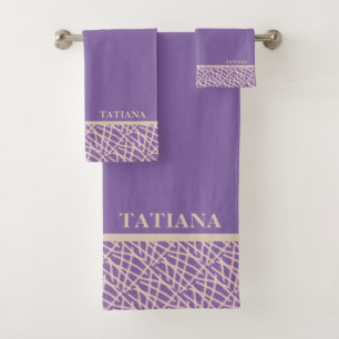 Elegant Lavender Purple Abstract Bath Towel Set
