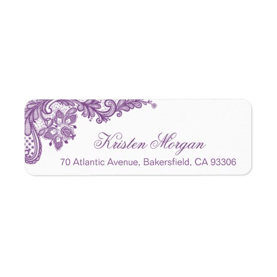 Elegant Lavender Purple Floral Lace Wedding RSVP Return Address Label