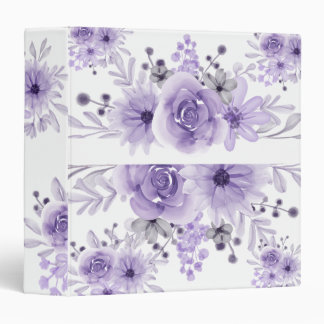 Elegant Lavender Purple Floral Watercolor  Binder