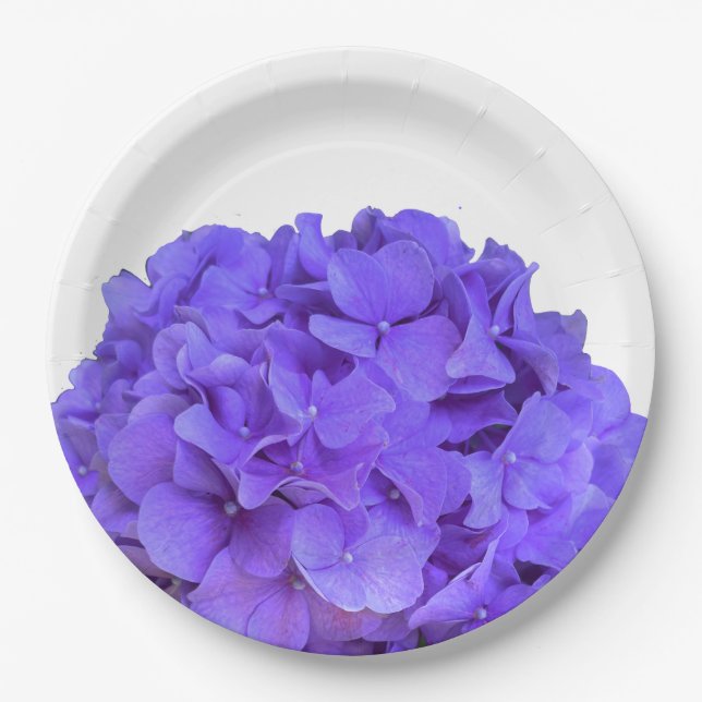Elegant Lavender purple Hydrangeas purple Flowers Paper Plate (Front)