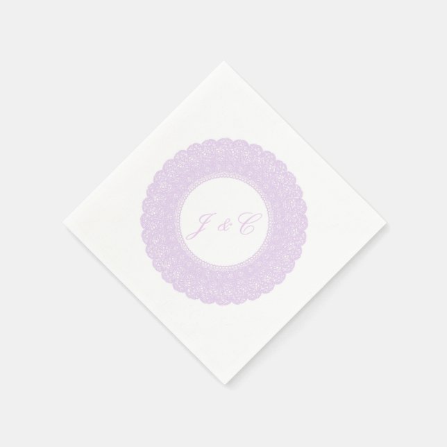 Elegant lavender/purple lace cocktail napkin (Corner)