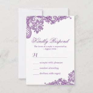 Elegant Lavender Purple Lace Pattern RSVP