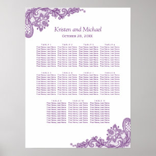 Elegant Lavender Purple Lace Wedding Seating Chart
