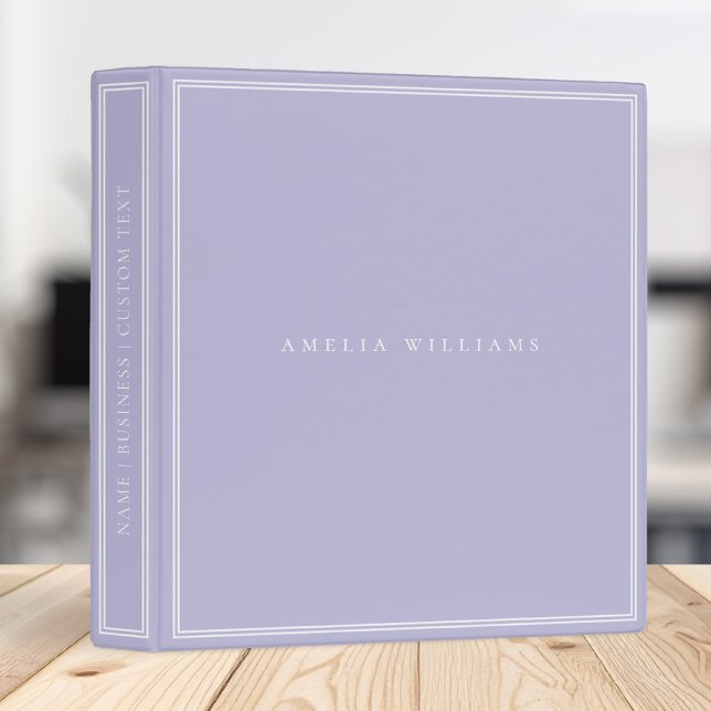 Elegant Lavender Purple Minimalist Monogram Name Binder (Creator Uploaded)