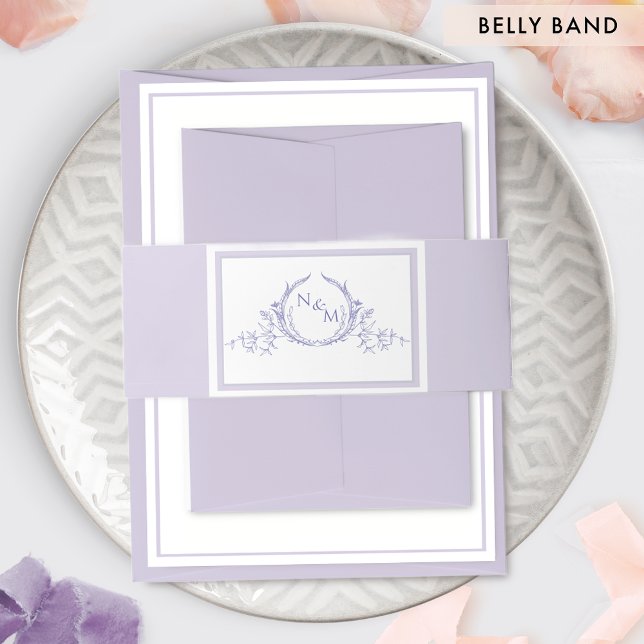 Elegant Lavender Purple Monogram Wedding Invitation Belly Band (Creator Uploaded)