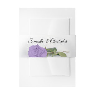 Elegant Lavender Purple Rose Simple Glam Wedding Invitation Belly Band