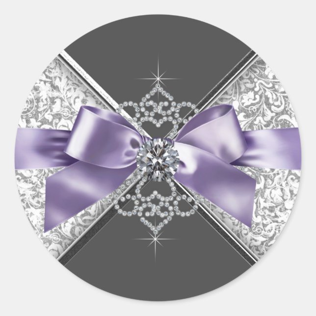 Elegant Lavender Purple White Diamonds Sticker (Front)
